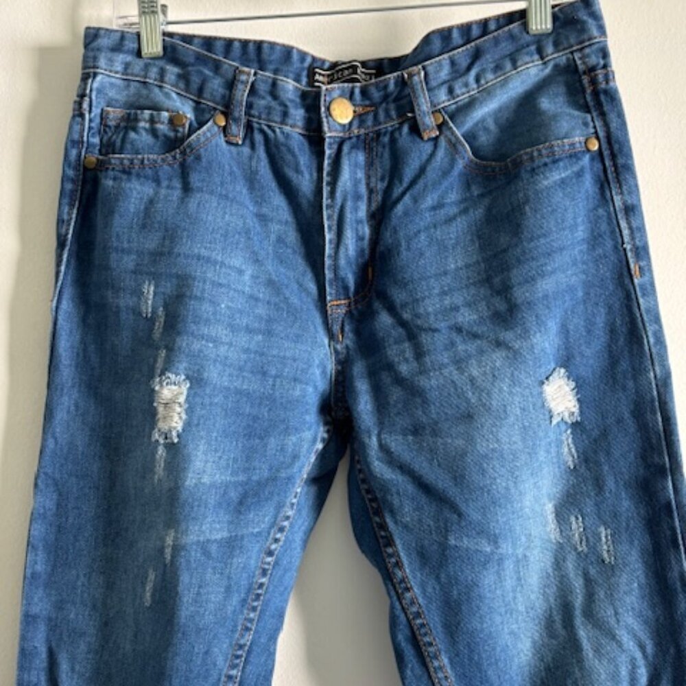 American Bazi distressed straight leg jeans size 5 - Picture 3 of 5
